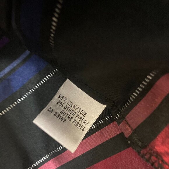 TALBOTS Silk Holiday Blouse Size 16WP 16P Petite Striped Sparkly Button Up Top - Picture 4 of 14